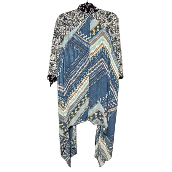 Oddy Mixed Print Longline Open Front Floral Boho Patchwork Kimono Cardigan - Picture 5 of 9